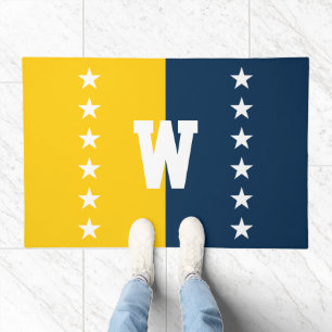 College Colors Blue & Maize Yellow Monogram Doormat