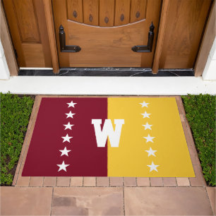 College Colors Maroon and Gold Monogram Door Mat