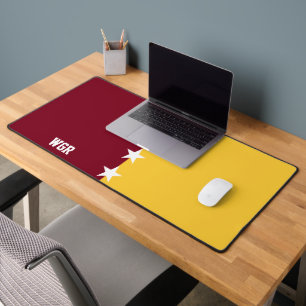 College Colors Maroon & Gold Monogram Desk Mat