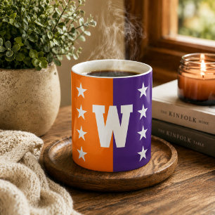 College Colors Orange, Purple & White Monogram Coffee Mug