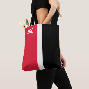 College Colors Red, Black & Cream Monogram Tote Bag