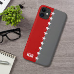 College Colors Scarlet Red & Dark Gray Monogram iPhone 11 Case<br><div class="desc">Perfect for students,  alumni,  parents,  and teachers,  this personalized iPhone case makes a thoughtful gift and shows your unwavering school pride.</div>