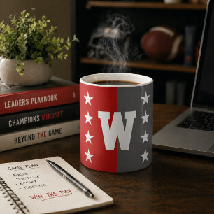 College Colors Scarlet Red & Dark Gray Monogram Coffee Mug