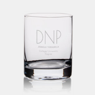 College Degree DNP Graduation Gift Rocks Glass