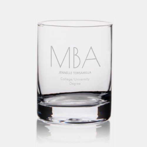 College Degree MBA Graduation Gift Rocks Glass