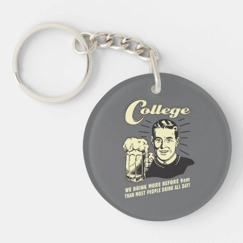 College Drink More Before 9 AM Keychain
