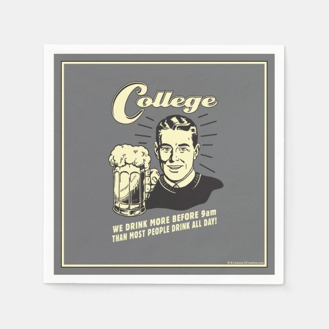 College: Drink More Before 9 AM Napkins (Front)