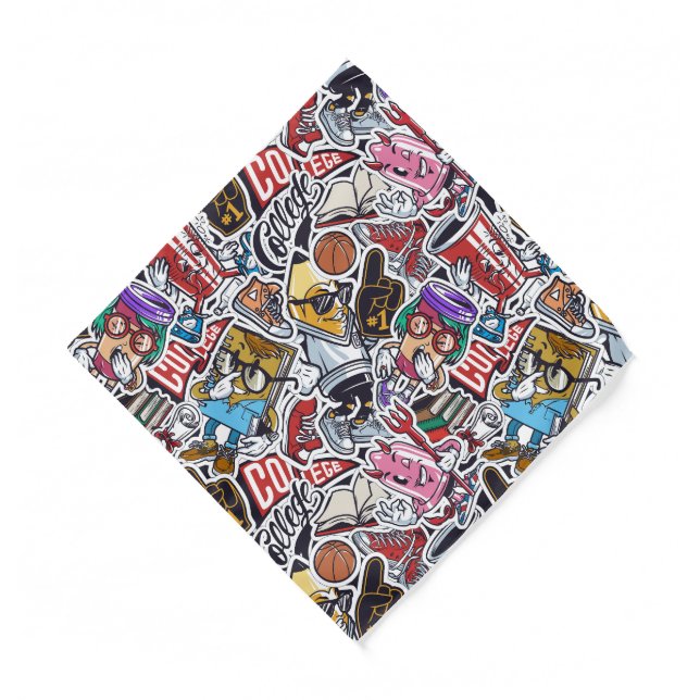 College Dynamic Art Urban Graffiti pattern Bandana (Front)