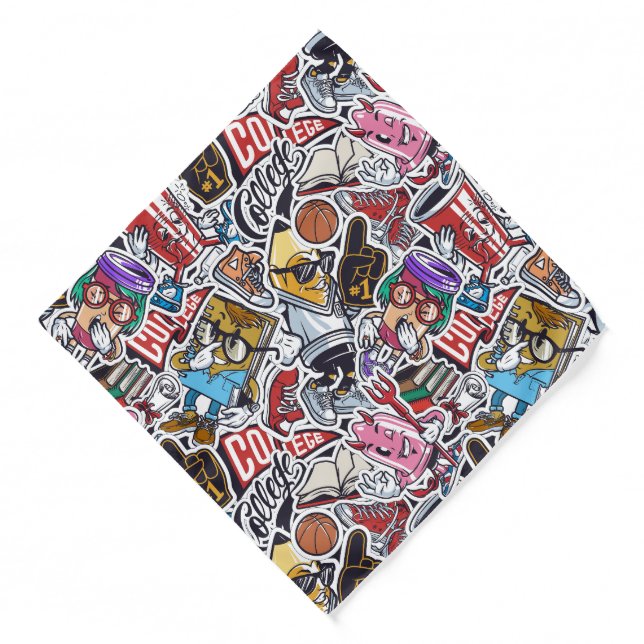 College Dynamic Art Urban Graffiti pattern Bandana (Front)