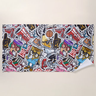 College Dynamic Art Urban Graffiti pattern Beach Towel