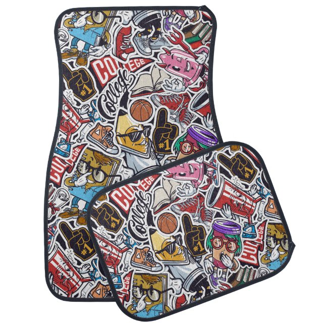 College Dynamic Art Urban Graffiti pattern Car Floor Mat (Set)