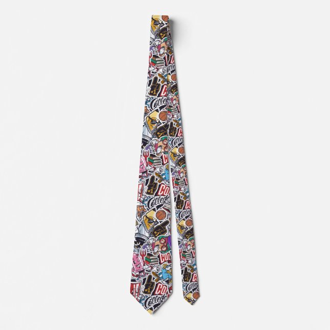 College Dynamic Art Urban Graffiti pattern Neck Tie (Front)