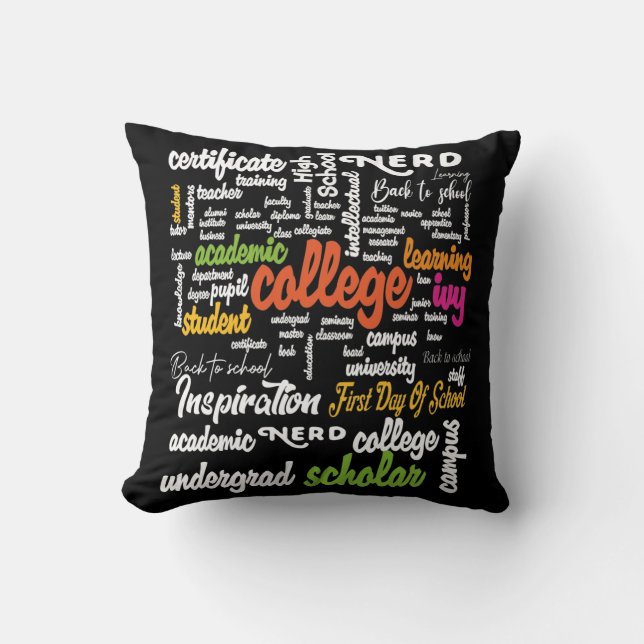 College Education Word Cloud patterns Throw Pillow (Front)