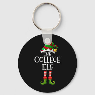 College Elf Fun Matching Pajama Group Christmas Wo Keychain