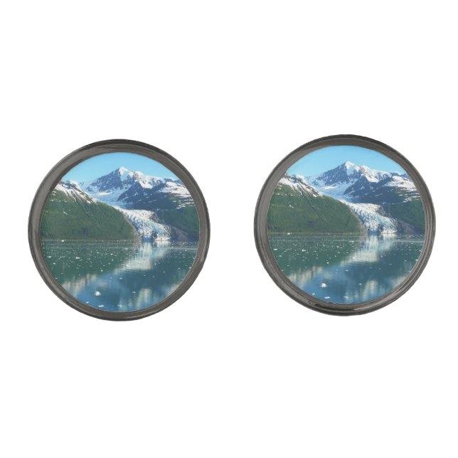 College Fjord I Beautiful Alaska Photography Cufflinks (Front)