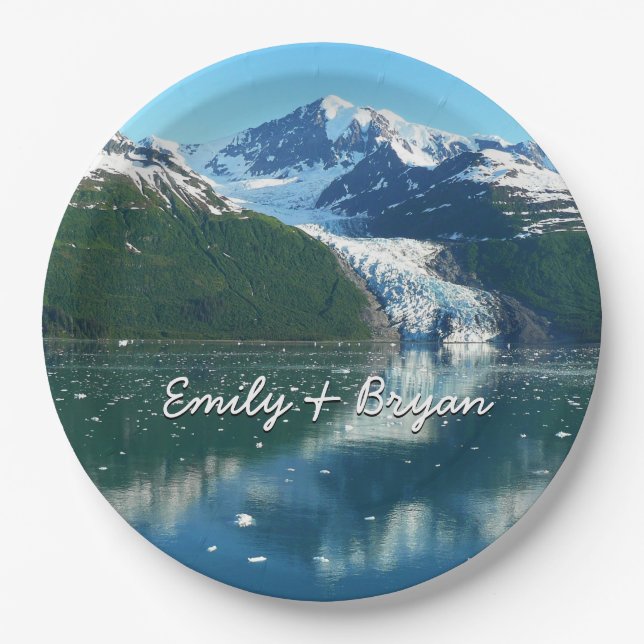 College Fjord I Beautiful Alaska Photography Paper Plates (Front)