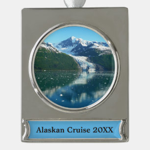College Fjord I Beautiful Alaska Photography Silver Plated Banner Ornament