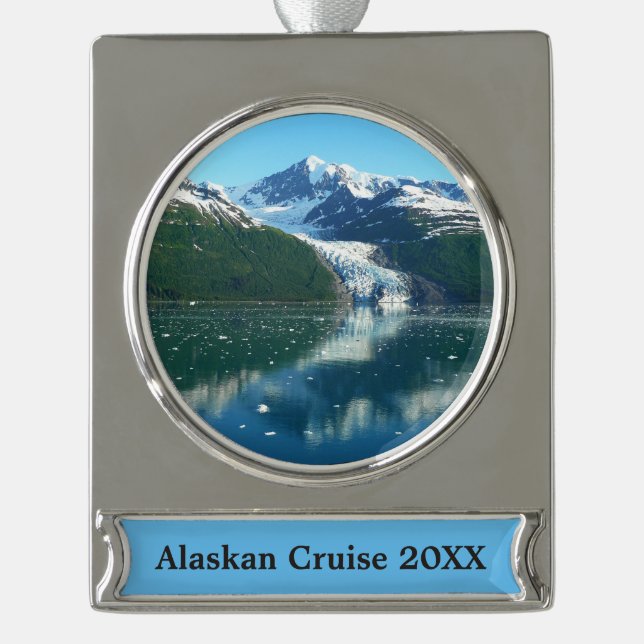 College Fjord I Beautiful Alaska Photography Silver Plated Banner Ornament (Front)
