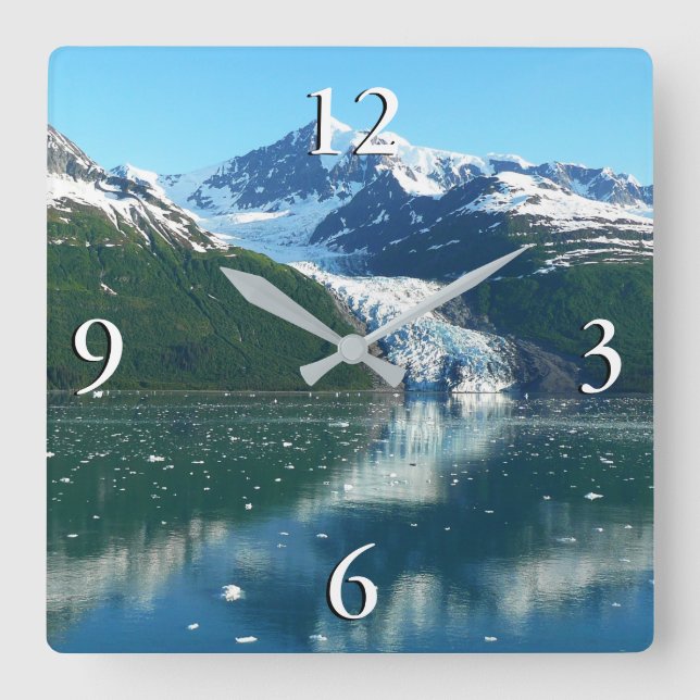 College Fjord I Beautiful Alaska Photography Square Wall Clock (Front)