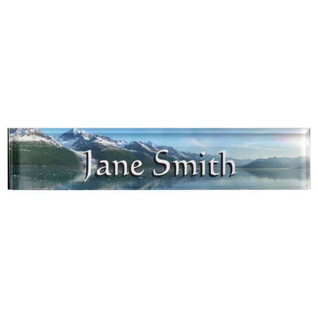 College Fjord II Beautiful Alaska Photography Desk Name Plate (Front)