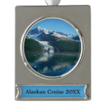 College Fjord II Beautiful Alaska Photography Silver Plated Banner Ornament