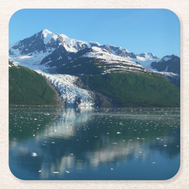 College Fjord II Beautiful Alaska Photography Square Paper Coaster (Front)