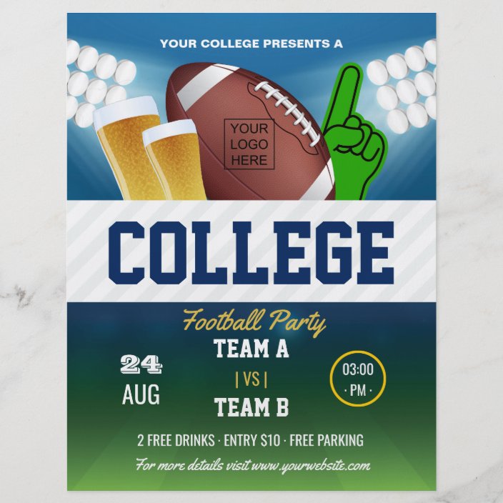 College Football Party Change Color And Add Logo Flyer Zazzle Com