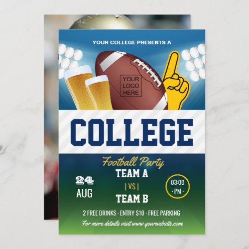 College Football Party change color and add logo Invitation