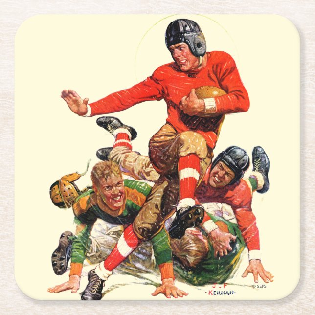 College Football Square Paper Coaster (Front)