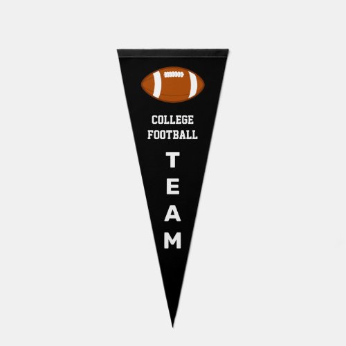 College Football Team Text on Black Pennant Flag