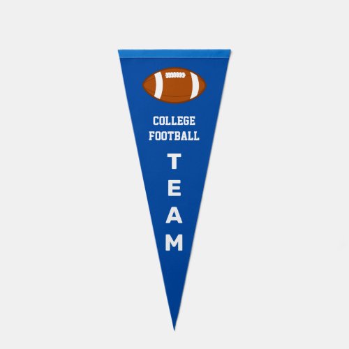 College Football Team Text on Blue Pennant Flag
