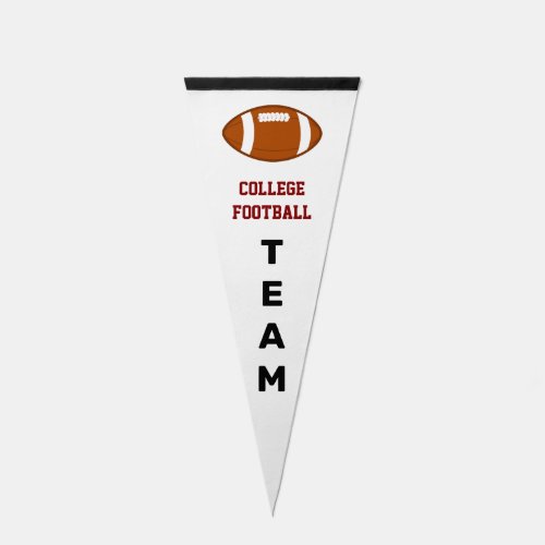 College Football Team Text on White Pennant Flag