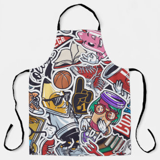 College Fun, Colorful Vintage Pattern Apron