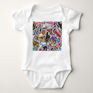 College Fun, Colorful Vintage Pattern Baby Bodysuit