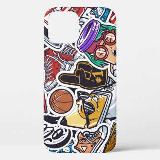 College Fun, Colorful Vintage Pattern iPhone 12 Case
