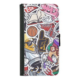 College Fun, Colorful Vintage Pattern Samsung Galaxy S5 Wallet Case