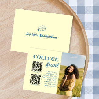 College Fund 2 QR Code Gift Yellow Graduation Enclosure Card