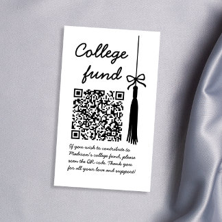 College Fund Black & White Gift Qr Code Graduation Enclosure Card