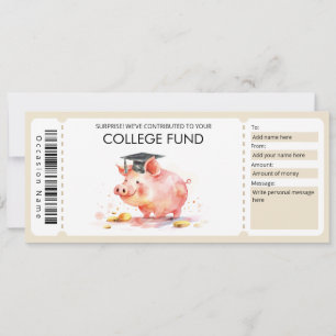 College Fund Gift Certificate, College Savings Invitation