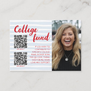 College Fund Photo Light Blue & Red Graduation  Enclosure Card