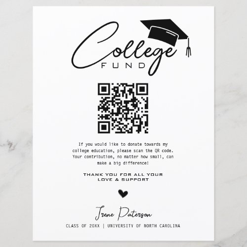 College Fund Qr Code Black White Graduation Modern