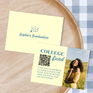College Fund QR Code Gift Butter Yellow Graduation Enclosure Card