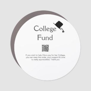 College fund scan QR add details graduate donation Car Magnet