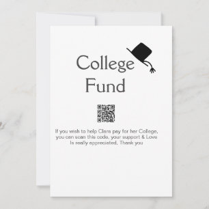 College fund scan QR add details graduate donation Invitation