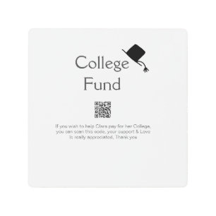 College fund scan QR add details graduate donation Metal Print