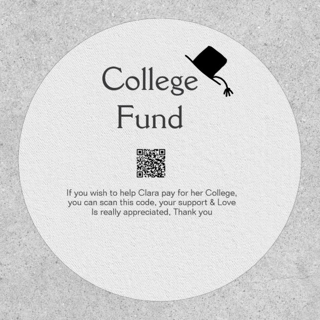 College fund scan QR add details graduate donation Patch (Front)