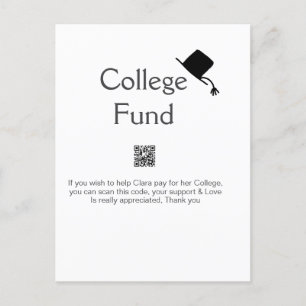 College fund scan QR add details graduate donation Postcard