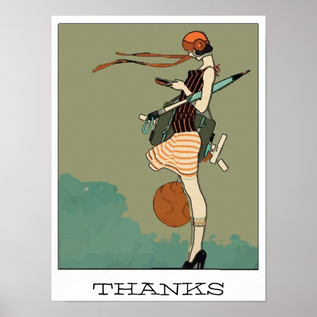 College Girl Texting, THANKS Poster (Front)