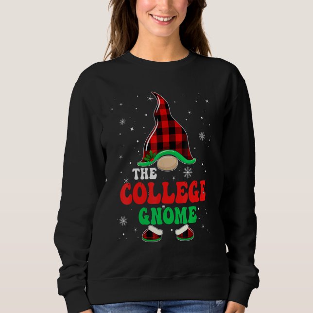 College Gnome Buffalo Plaid Matching Family Christ Sweatshirt (Front)