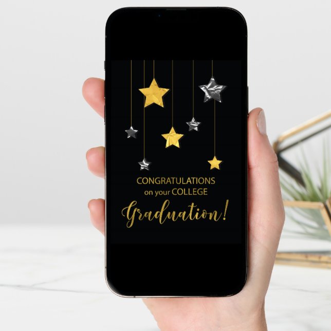 College Graduation Congratulations Gold and Silver Card (Front Digital)